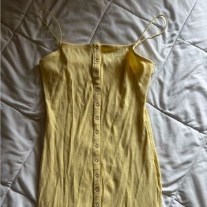Love Tree Strapless Yellow Ribbed Dress